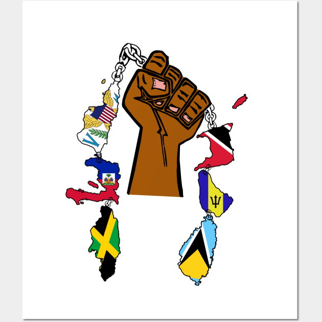 Separated by Water , United by Culture  West Indian Caribbean Pride Wall Art by MamaMoon